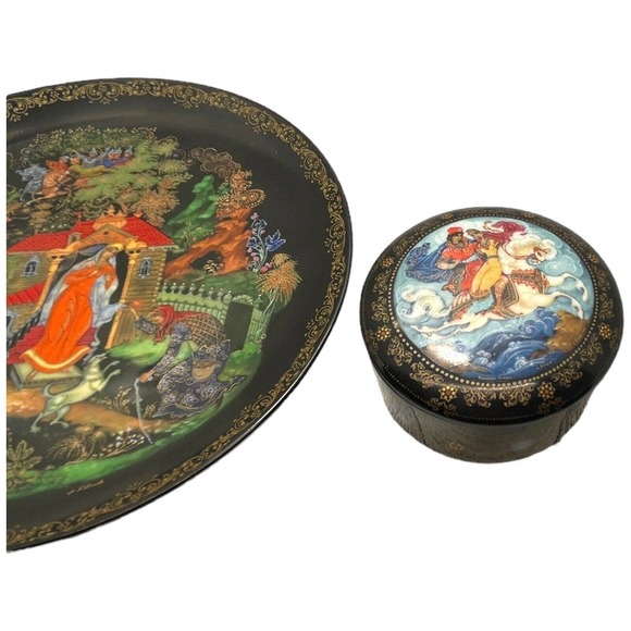 Russian Porcelain Music Box 1990 "The Princess & Elisha" Plate 1988 Numbered - Picture 16 of 16